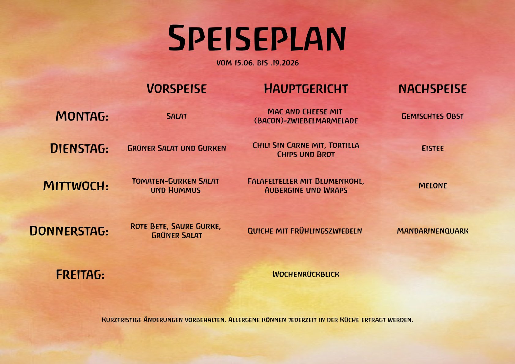 Speiseplan